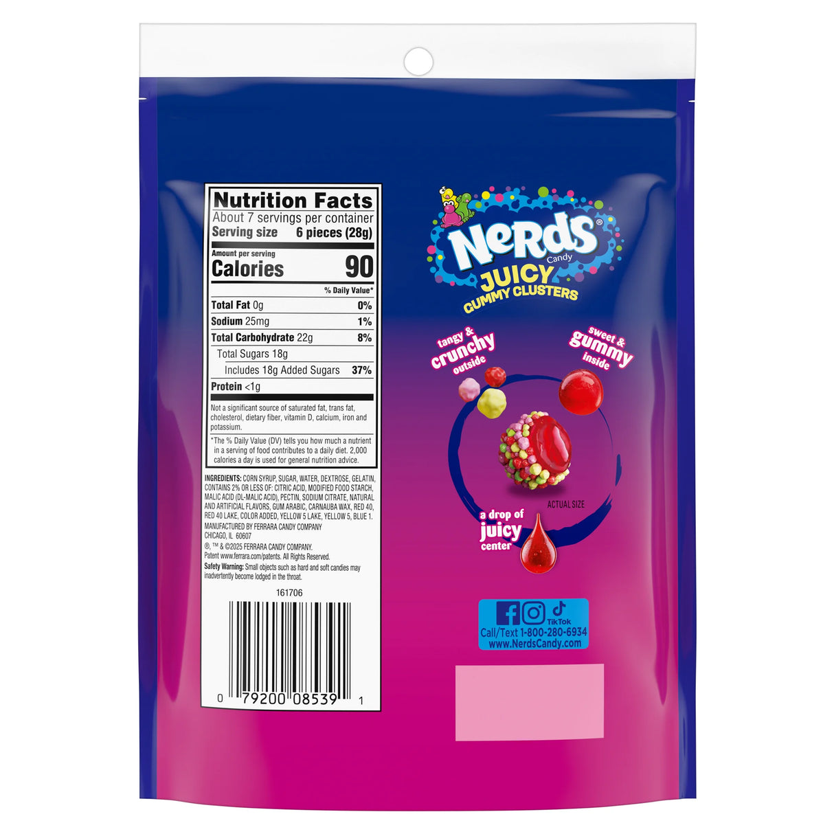 Nerds Juicy Gummy Clusters Strawberry Punch Stand Up Bag